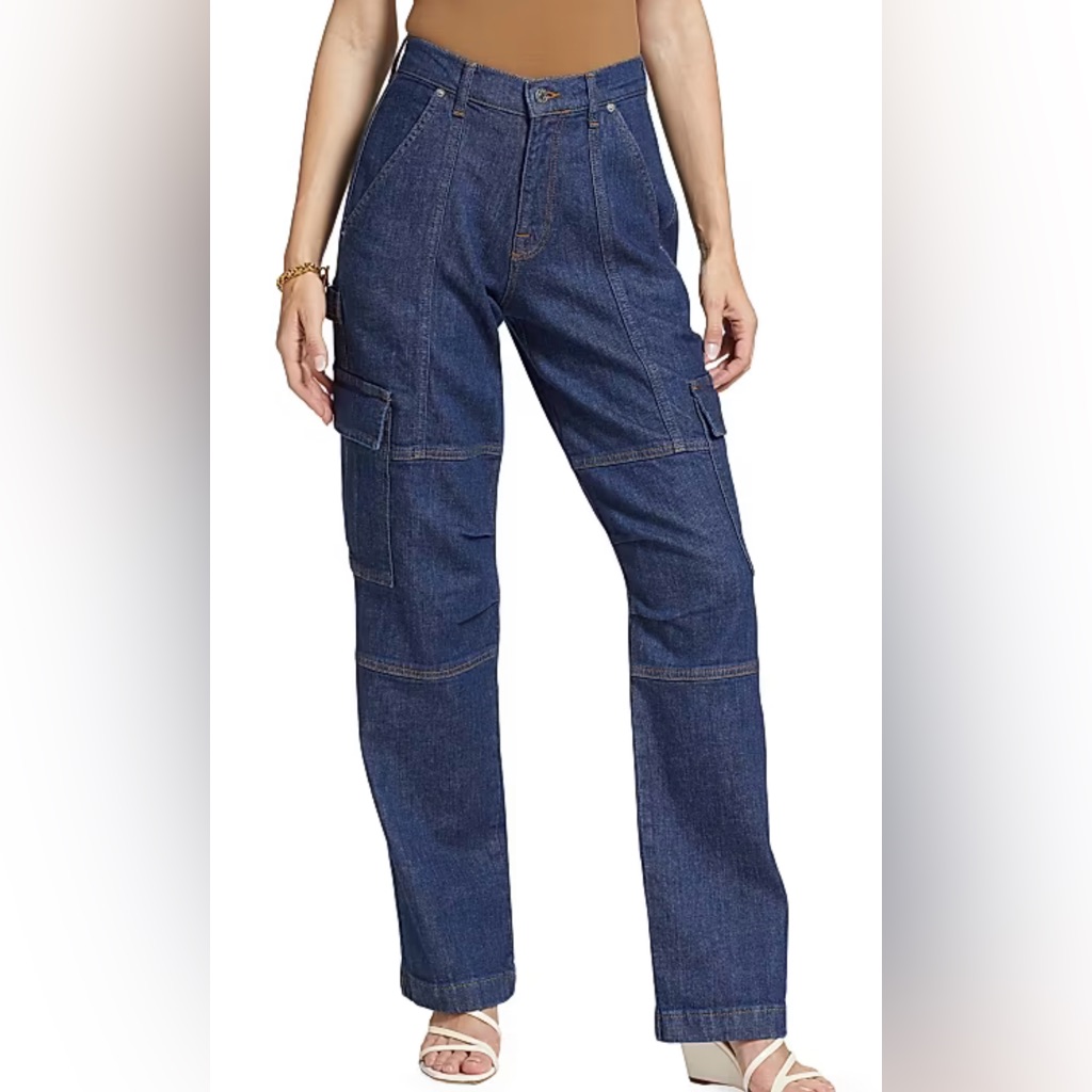 Simkhai Axelle Denim Cargo Pants Sz 26